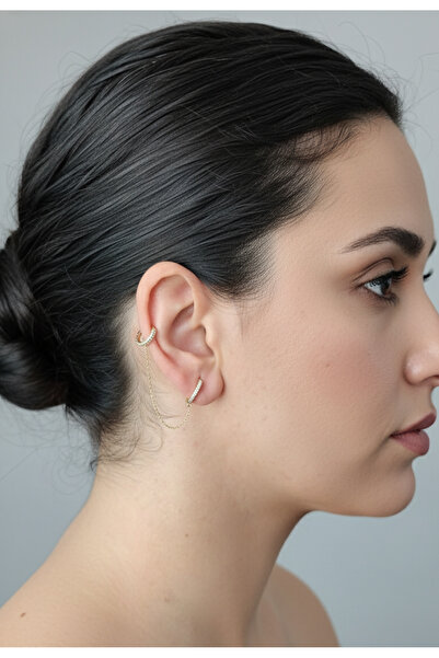 XUPING JEWELRY أقراط BİLGE TAKI الفاخرة بسلسلة مفصلة، مرصعة بالأحجار، حلقة مز...