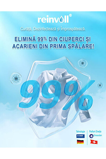 Reinvoll Detergent Capsule Rufe Lichid, All in One Pods, 60 Spalari, Anti-Pete, Delicat cu Pielea Sensibila