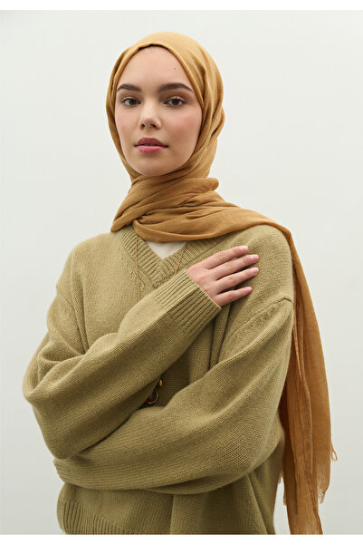 Fresh Cashmere Textured Shawl Milk Brown