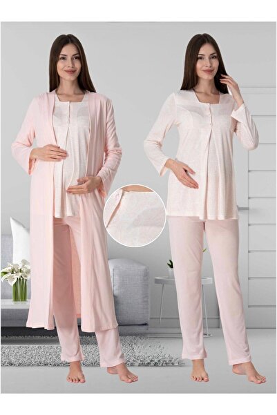 Lohusa Homewear طقم بيجامة نسائية بأكمام طويلة منقوشة على شكل سمك السلمون للح...
