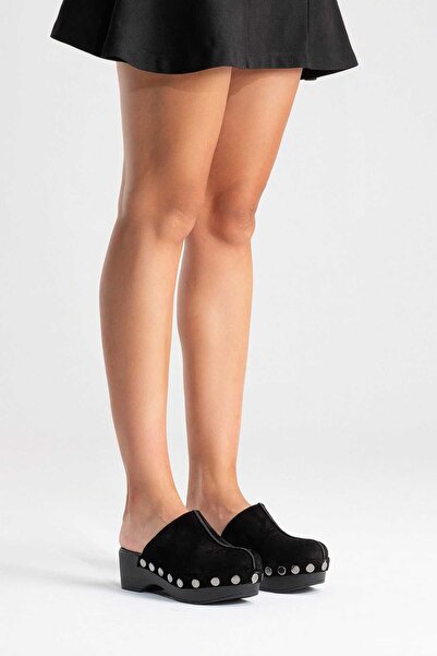 Zeynep Sıradağlı Γυναικεία δερμάτινα τσόκαρα Sarine Μαύρο σουέτ