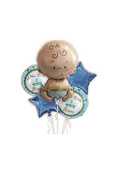 Mirific Party Set de 5 baloane de petrecere, folie metalizată albastru multic...