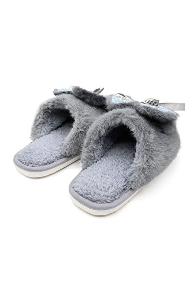 Tmall Women's fluffy slippers, with bow tie, PD1007, Grey