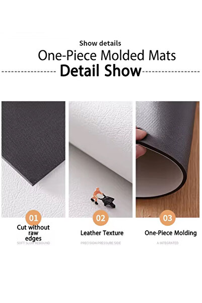 Generic PU Leather Mat 40x180cm Non-Slip Waterproof Oil-Proof Soft Floor Runner Easy Clean Durable Rug