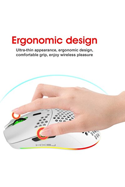 HXSJ Rechargeable Wireless Honeycomb Gaming Mouse,Lightweight