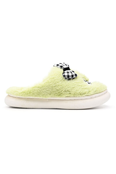 Tmall Women's fluffy slippers, with bow tie, PD1010, Green
