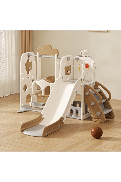 FULLJOY جموعة زحليقة وأرجوحة مع حلقة كرة سلة 3*1 للأطفال،مجموعة ملعب داخلي وخارجي للأطفال الصغار