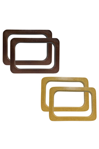 Gerenic زوج يد خشبيه مستطيله للشنطه (بنى_بيج)