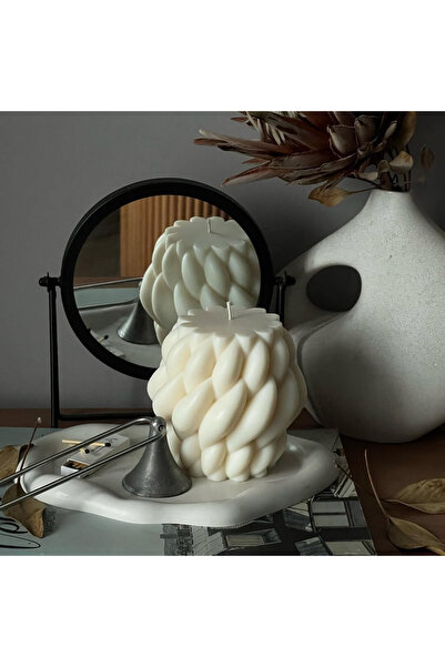 LUMIÈRE LUMIERI CANDLE El Yapımı Kokusuz Örgü Desenli Dekoratif Mum – Kırık B...