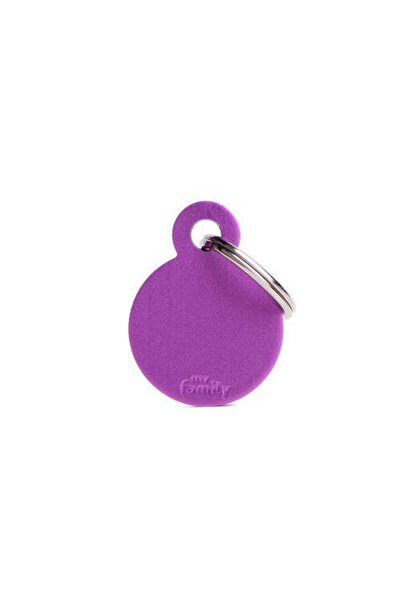 My Family Basic Aluminum Round ID Tag - PURPLE/SMALL
