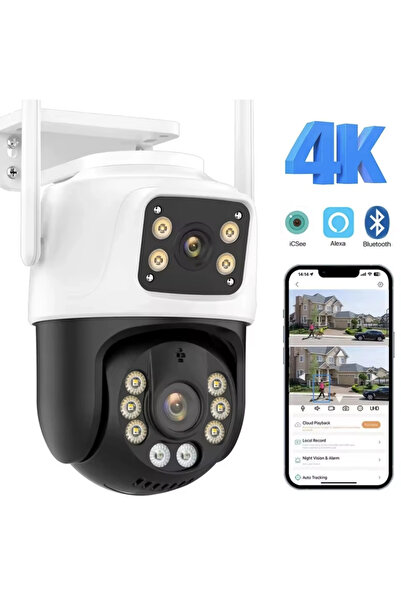6MP Çift Lensli WiFi PTZ Kamera Akıllı Takip 360° Görüş IP66 Gece Görüş Güvenlik Kamera