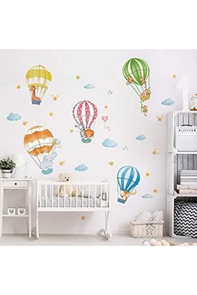 BPA Wall Stickers in the Shape of Animals in Hot Air Balloons