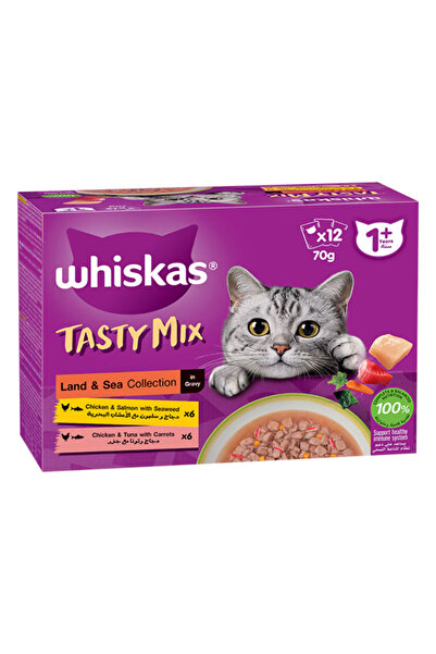 Whiskas Tasty Mix Land & Sea Wet Cat Food 1 Year+ 12x70G