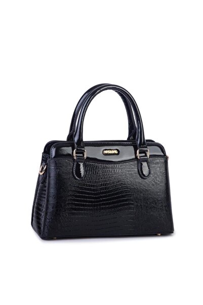 Nas Bag Stylish Women's Midi Hand and Shoulder Bag Black Laser