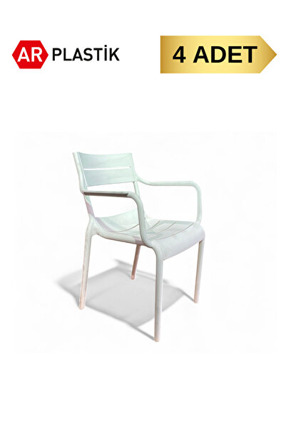 AR PLASTİK Modern Bahçe Sandalyesi 4 Adet, Kafe Sandalyesi, Mutfak Sandalyesi