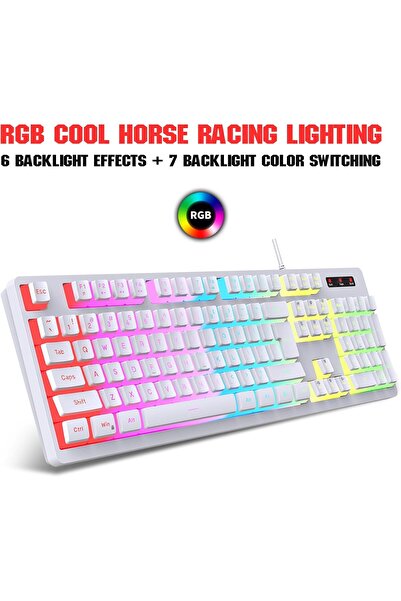 HXSJ 104-Key Wired Gaming Keyboard – RGB Backlit Membrane Keyboard