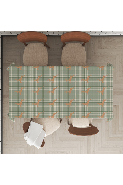 Evmila Christmas Themed Deer Patterned Digital Printed Tablecloth