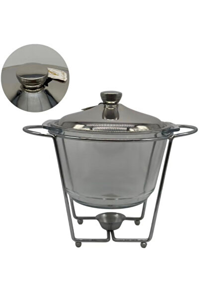 Urbanza 4 Liter Glass Chafing Dish with Stainless Steel Lid & Stand – Buffet Food Warmer for Home & Events