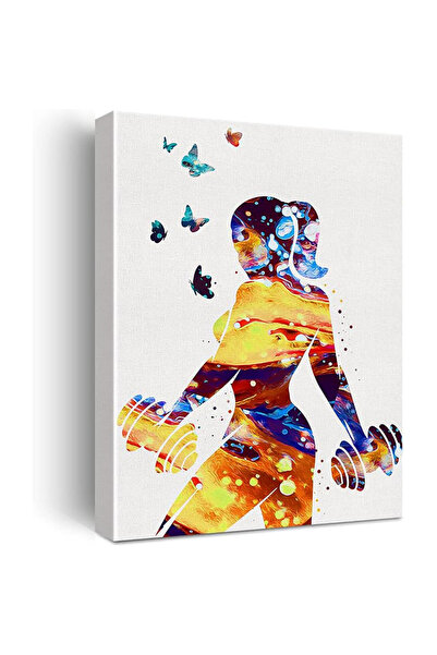 Today Idea لوحة فنية جدارية من القماش بألوان مائية لفتاة لياقة بدنية - رفع ال...