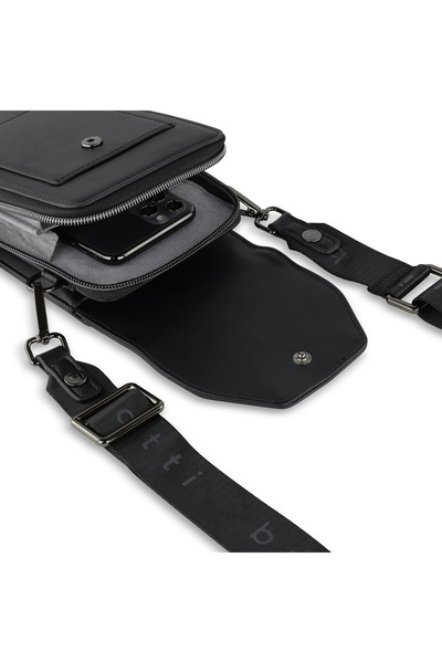 BUGATTI Geanta dama crossbody, bugatti, cu compartiment pentru telefon, seria Almata 496653, Negru