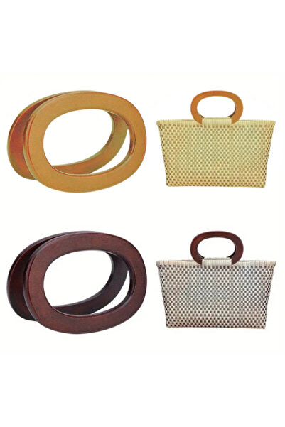 Gerenic Pair of wooden handles for bags (brown-beige)