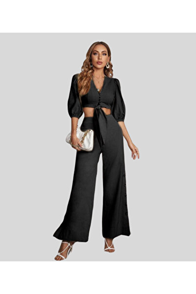 MQ Women's two-piece set: stylish pants with a cropped top