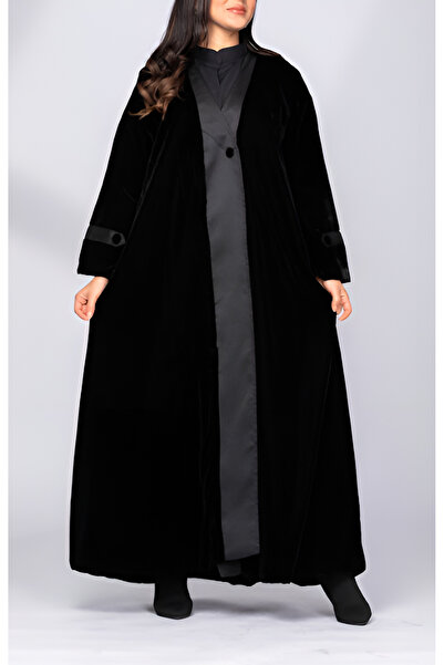 outline black velvet abaya
