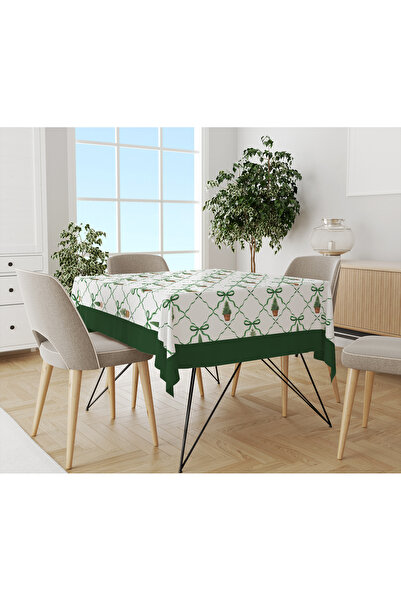 Evmila Christmas Themed Pine Tree Patterned Digital Printed Tablecloth