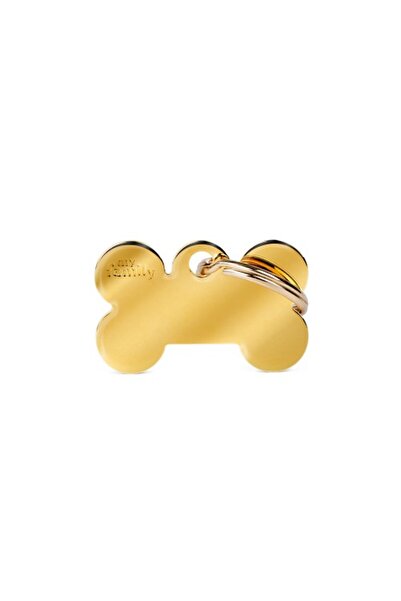 My Family Basic Bone Plated Brass ID Tag - GOLD/SMALL