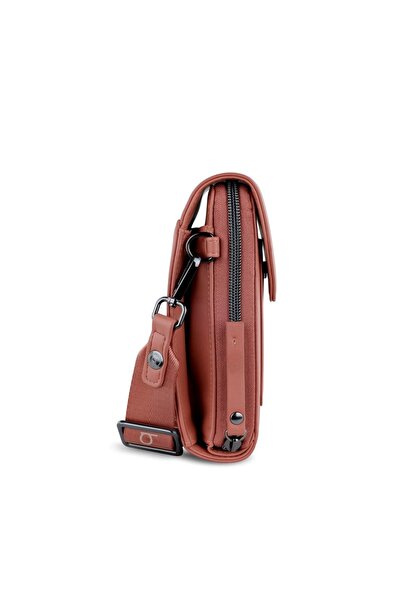 BUGATTI Geanta dama crossbody, bugatti, cu compartiment pentru telefon, seria Almata 496653, Rosu caramiziu
