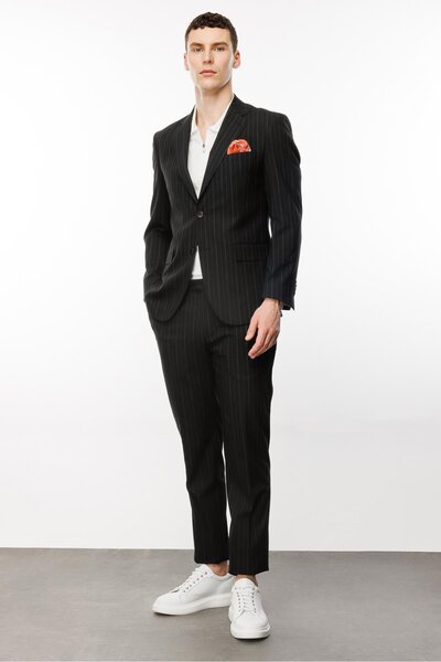 İgs Erkek Siyah Barı (4 Drop) / Geniş Kalıp Geniş Mono Takım Elbise