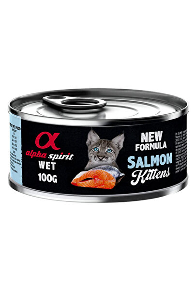 Alpha Spirit طعام القطط الصغيرة الرطب بنكهة السلمون في علبة 100 جرام