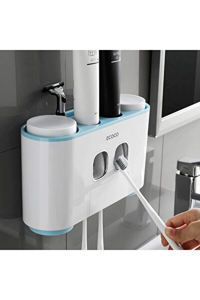 Genaric حامل فرشاة أسنان متعدد الوظائف يُثبّت على الحائط، موزع معجون أسنان مع 4 أكواب و4 فتحات للفرشاة