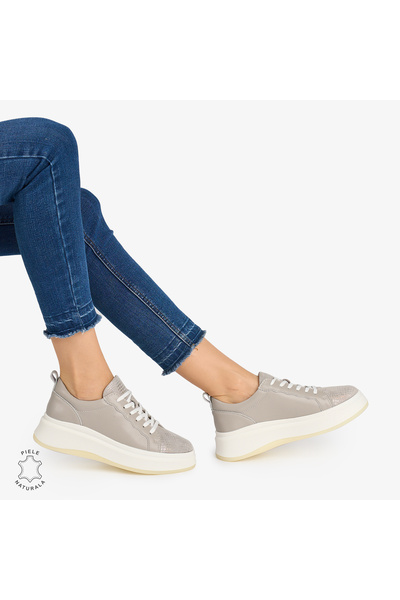 ANGEL BLUE WOMEN'S Casual Shoes made of Natural LEATHER CRL0947 GREY COLOR