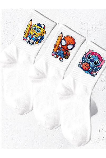 Tubinyoo جوارب مدرسية سبونج بوب-سبايدرمان-ستيتش مطبوع