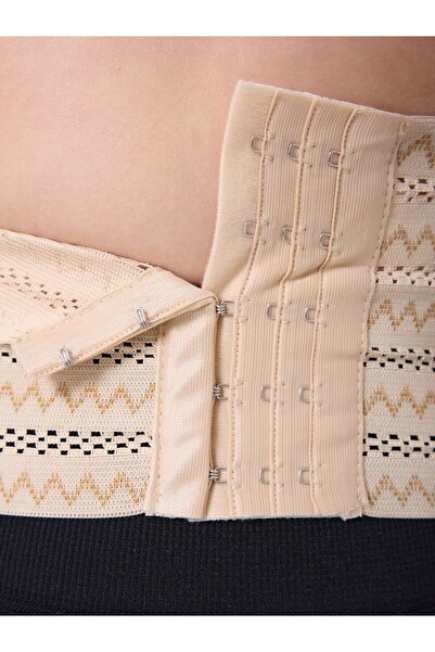 MİSTİRİK Cechini Short Model Patterned Breathable Waist-Lifting Tightening Latex Corset Skin Color