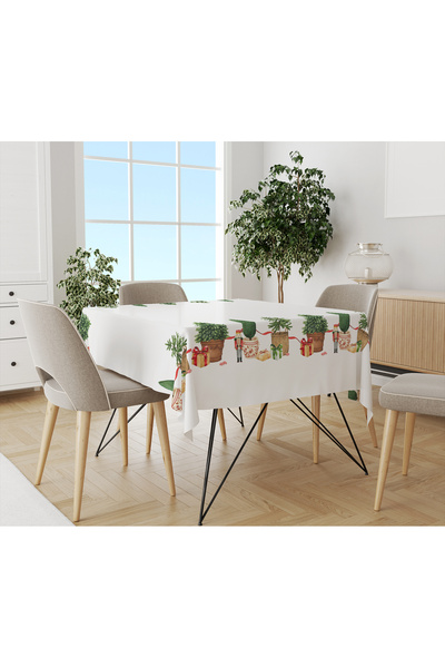 Evmila Christmas Themed Pine Tree Patterned Digital Printed Tablecloth