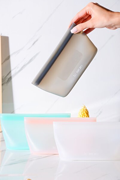 Le murano Mood Air Tight Lockable Silicone Storage Bag 450 ml |   Gray