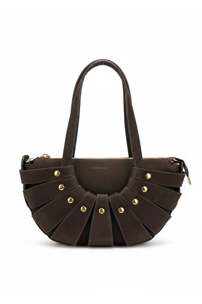 TORO NERO Geantă de damă din piele naturală maro închis Ruth