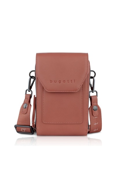 BUGATTI Geanta dama crossbody, bugatti, cu compartiment pentru telefon, seria Almata 496653, Rosu caramiziu
