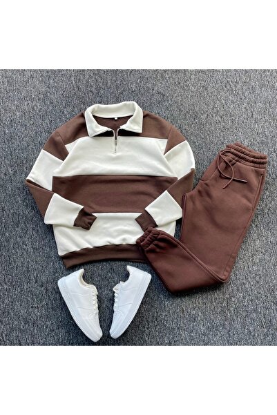 Pablomoda 3 Thread Premium Fabric Half Zipper Sweat Tracksuit Set 2-Piece Set