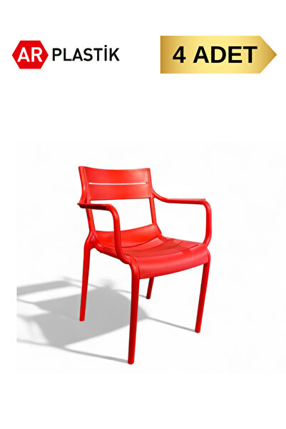 AR PLASTİK Modern Bahçe Sandalyesi 4 Adet, Kafe Sandalyesi, Mutfak Sandalyesi