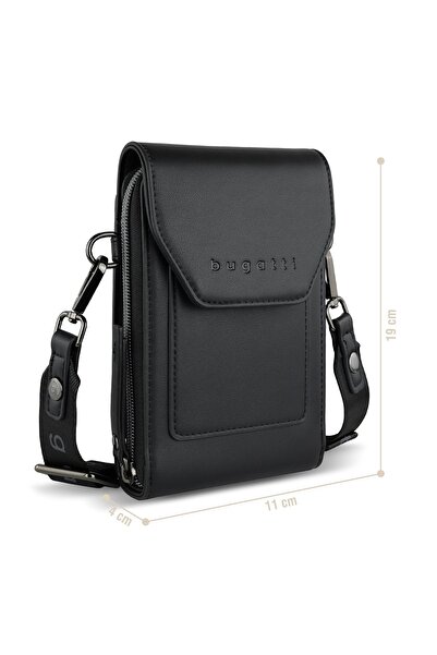 BUGATTI Geanta dama crossbody, bugatti, cu compartiment pentru telefon, seria Almata 496653, Negru