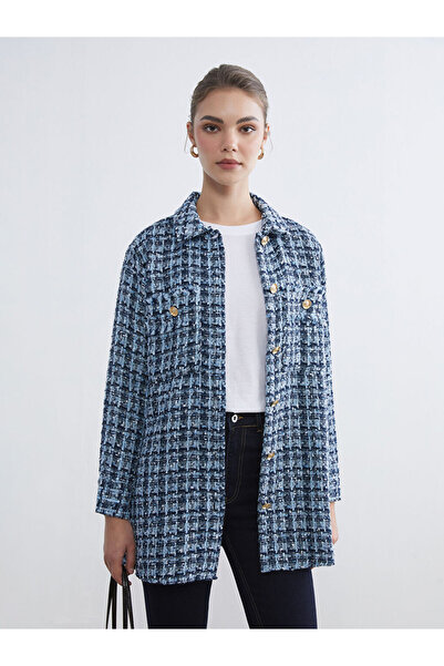 LC Waikiki Blue Plaid Women's Shirt Tunic