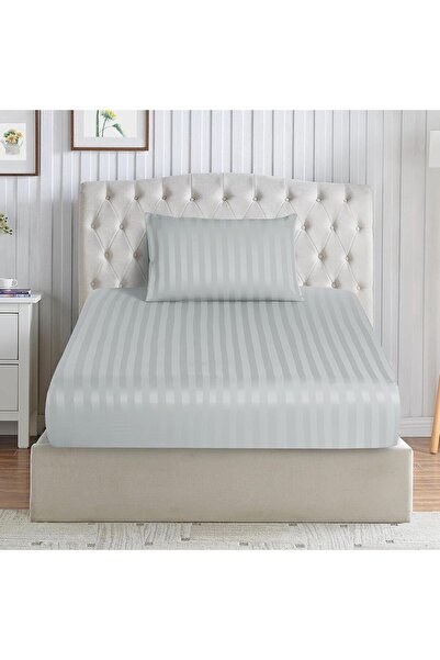 D DONETELLA FEEL THE LUXURY طقم ملاءات سرير مخططة من الألياف الدقيقة من D DON...