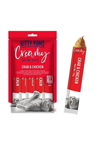 Kitty Yums Creamy Crab & Chicken Lickable Cat Treats 5x15g