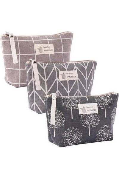 NALACAL 3-Piece Printed Fabric Makeup Bags Set with Zipper – Travel Cosmetic Pouches for Women & G