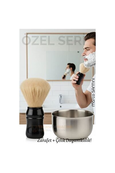 ModaCar Klasik Tıraş Seti - Ahşap Saplı Fırça & 304 Paslanmaz Çelik Tıraş Tası