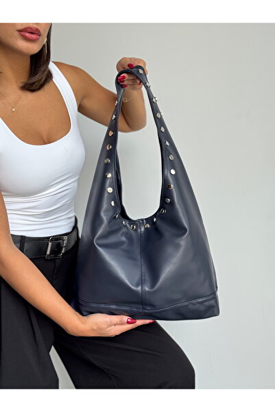 KIRASE Stylish and Classic Model Shoulder and Hand Bag with Staple Detail