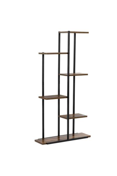 Stef's Cat Ραφιέρα με 6 ράφια από μέταλλο και MDF, 60x20x113 εκ., Μαύρο και Καφέ